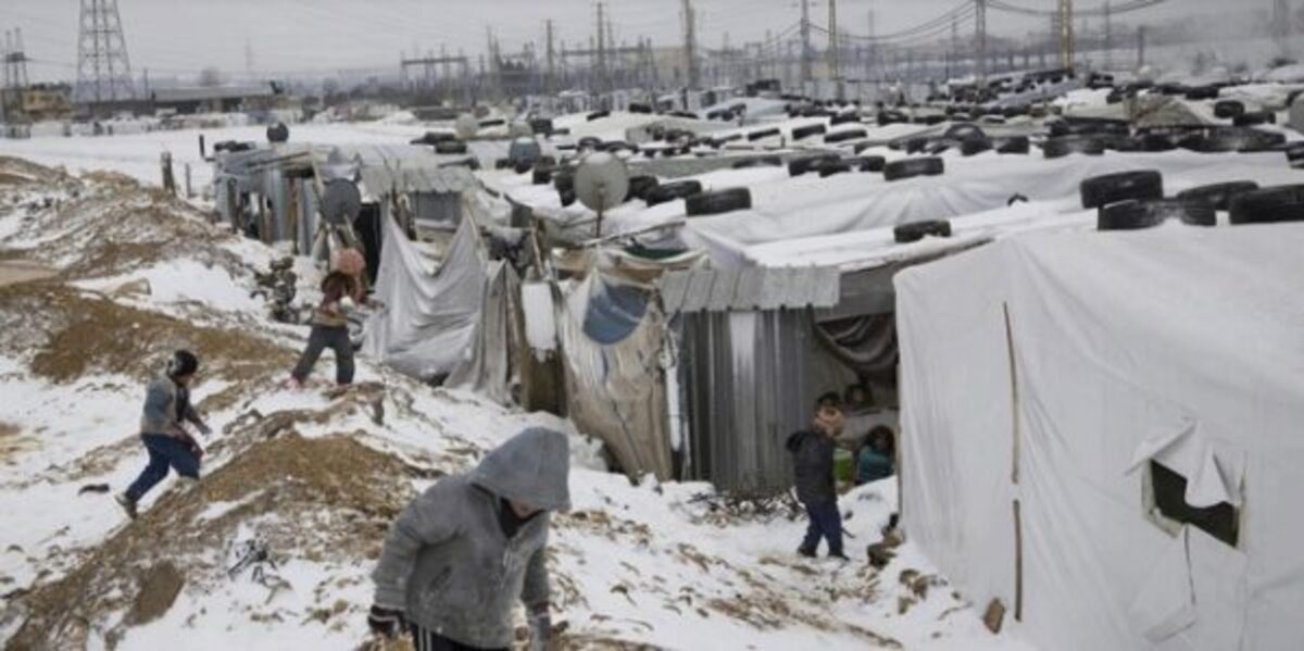 Imagen de un campo de refugiados de Grecia en invierno.