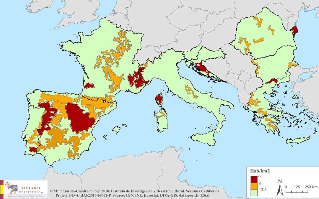 Mapa de la despoblación elaborado por Serranía Celtibérica