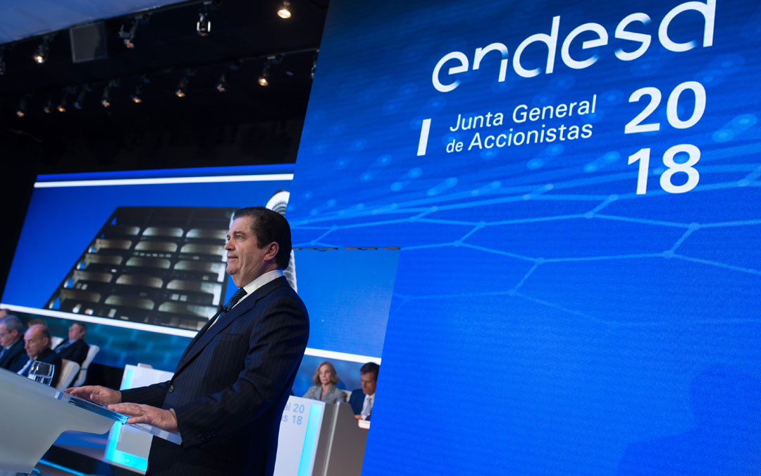 El presidente de Endesa, Borja Prado, durante la junta de accionistas
