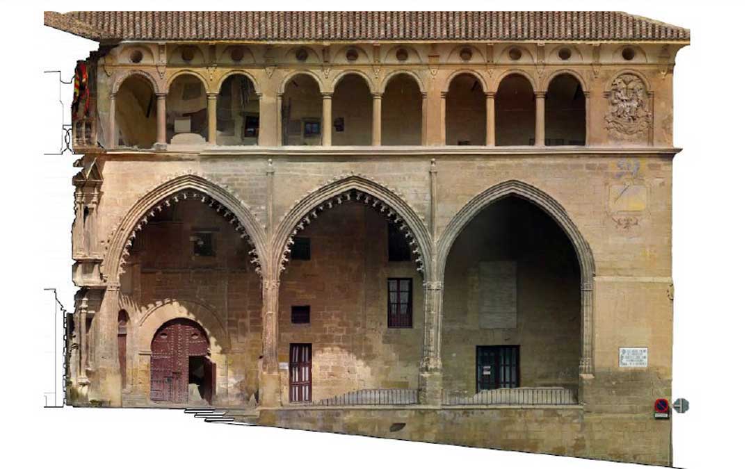 (no decorado) son diferentes a los de los dos primeros: no solo en la fachada exterior sino también en la interior. Imagen: Área de expresión gráfica arquitectónica de la Universidad de Zaragoza
