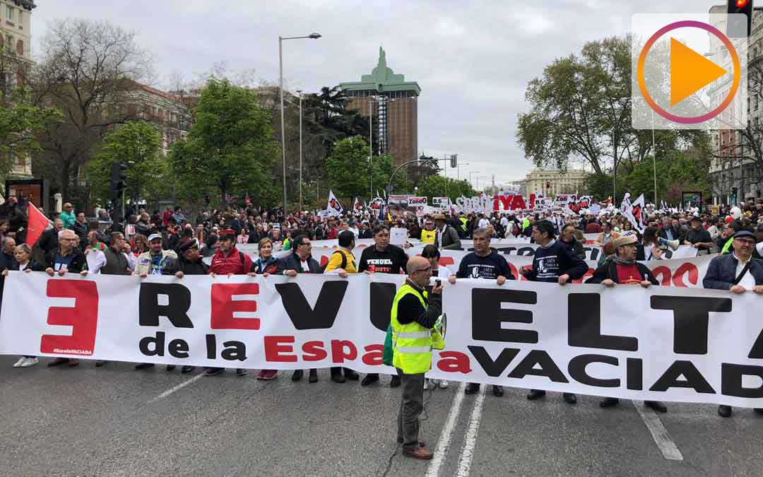 Cabecera en Madrid de la Revuelta de la España Vaciada el 31M organizada por Teruel Existe y Soria Ya en 2019./ TE