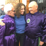 Ana Belén junto a Manuel Esteban, y el padre de este, momentos antes de la Rompida de la Hora.
