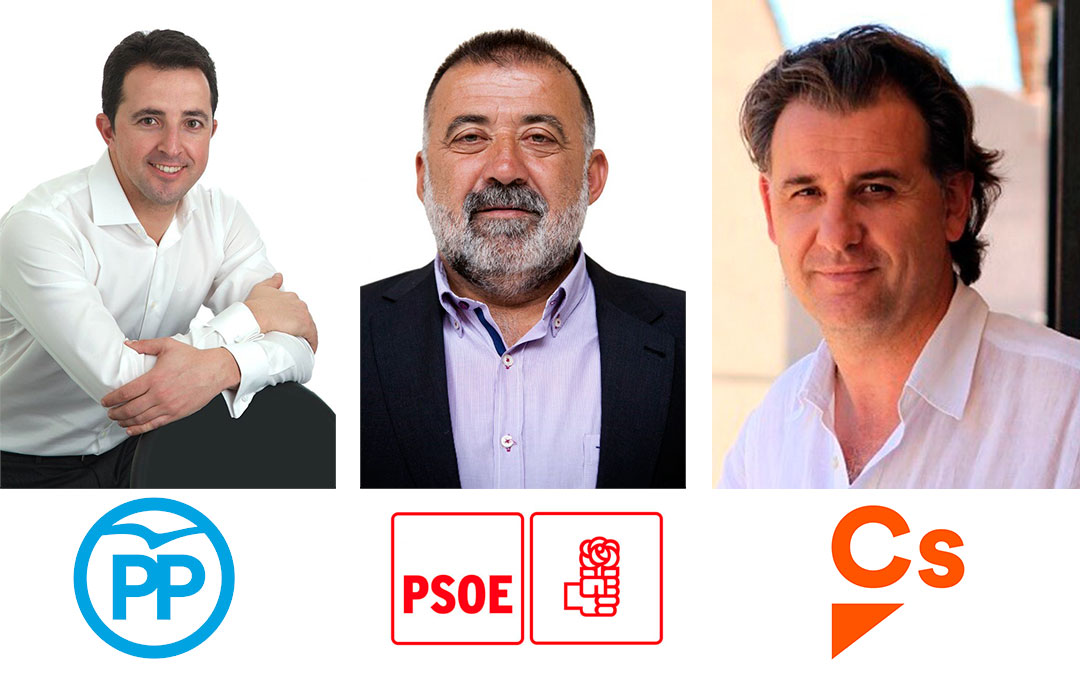 Alberto Herrero (PP), Herminio Sancho (PSOE) y Joaquín Moreno (Cs), los tres candidatos que entrarían en el Congreso según el último barómetro electoral del CIS