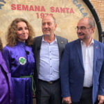 Manuel Esteban, Ana Belén, José Ramón Ibáñez y Javier Lambán, minutos antes de la Rompida de la Hora.