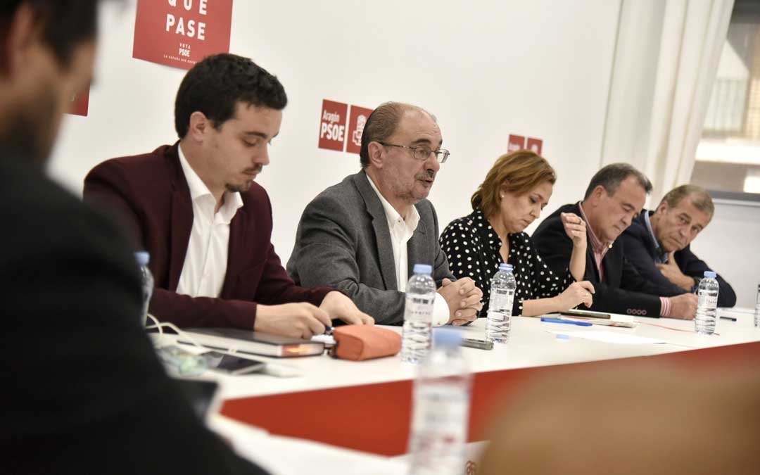 Ejecutiva autonómica dde los socialistas aragoneses este lunes presidida por Lambán. Foto: PSOE