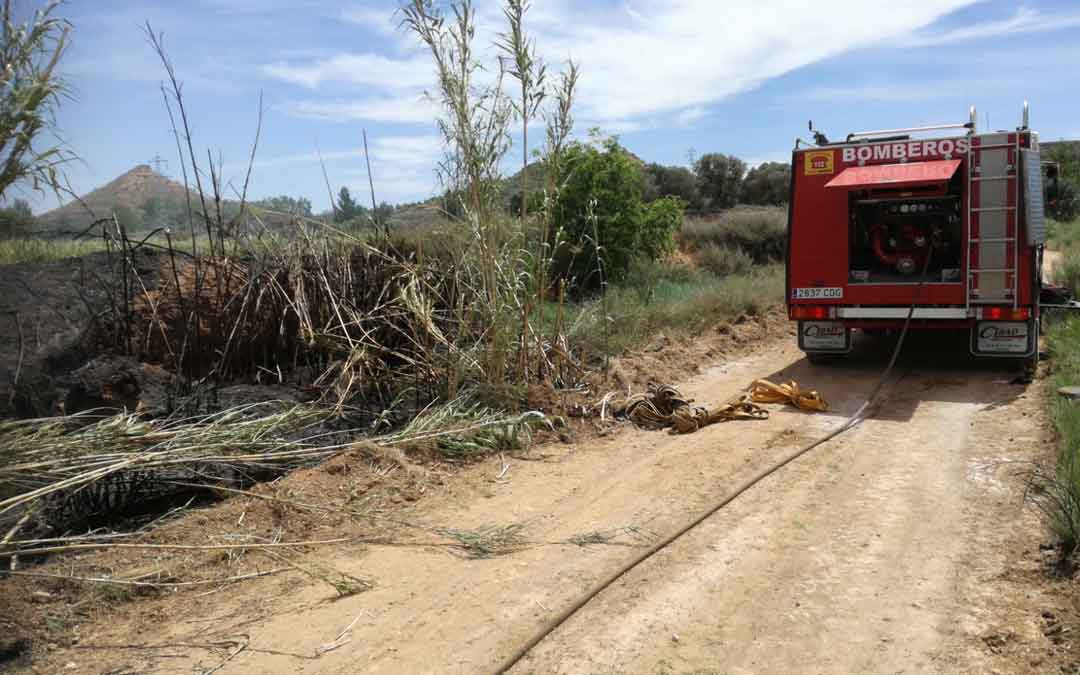 El fuego se ha producido en una zona de incendio de matorral y pastos de La Puebla de Híjar. Foto: DPT