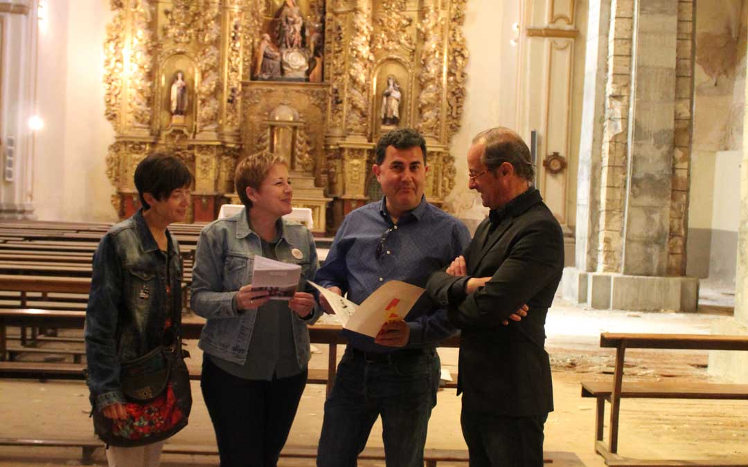 Altaba (3), Zapater (1), Orrios (2) y Dobato (10), este lunes, en la Iglesia del Carmen de Alcañiz. Foto: L. Castel
