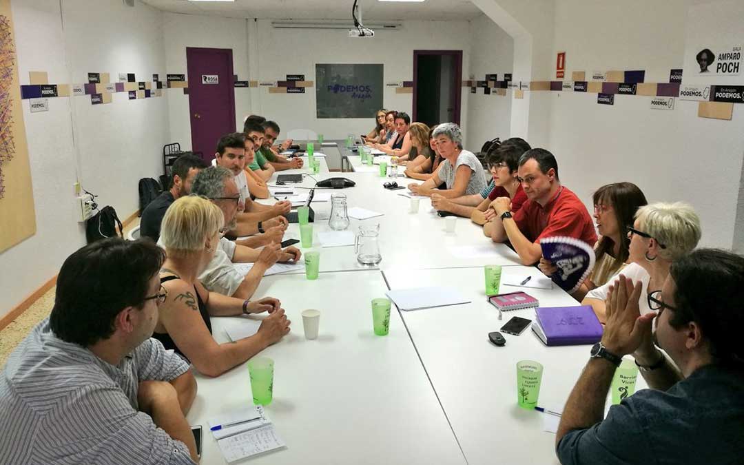 Reunión del Consejo Ciudadano Autonómico de Podemos Aragón este martes. Foto: Podemos