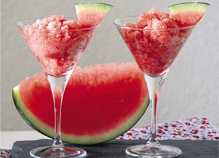 Granizado de sandía y hierbabuena