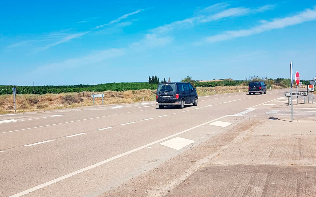 Cruce de Chiprana de la A-221, muy transitado estos últimos meses.