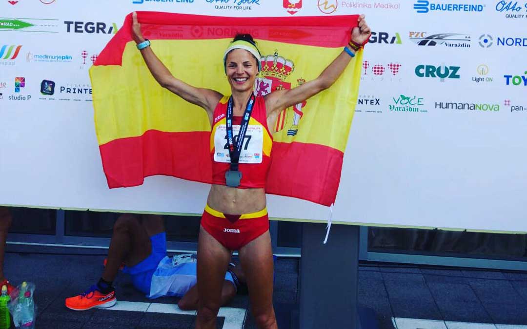 Alicia tras finalizar el mundial de 100km en Croacia, en el pasado mes de Septiembre, durante su primera internacionalidad
