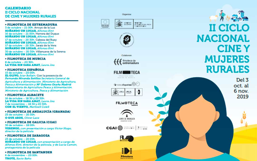 Programa de las filmotecas participantes, y fechas y horarios de cada proyección./ Ministerio de Agricultura, Pesca y Alimentación.