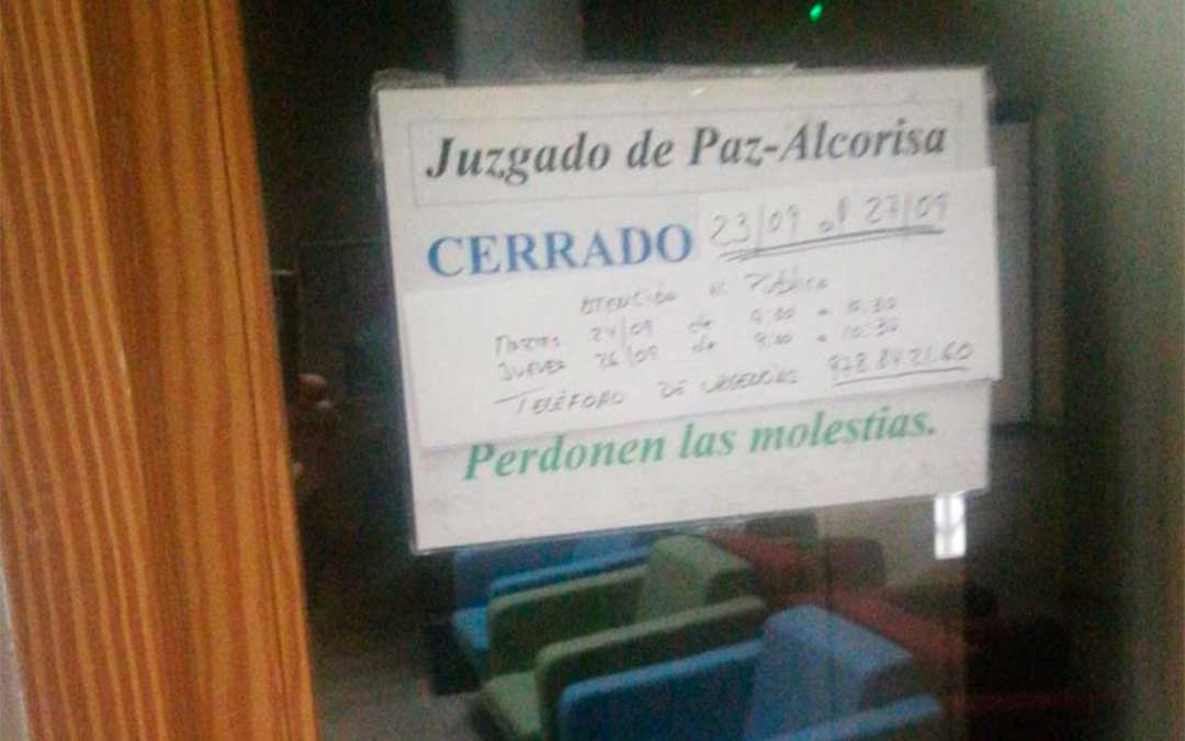 Situación en el juzgado de paz de Alcorisa./ CSIF