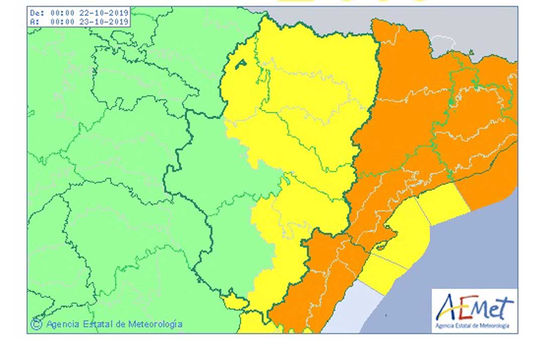 La Agencia Estatal de Meteorología ha activado los avisos amarillos por lluvias y tormentas en el territorio.