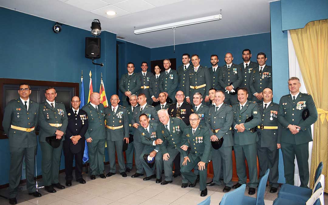 Representantes de la Guardia Civil del Bajo Aragón, durante el acto en honor a su patrona.