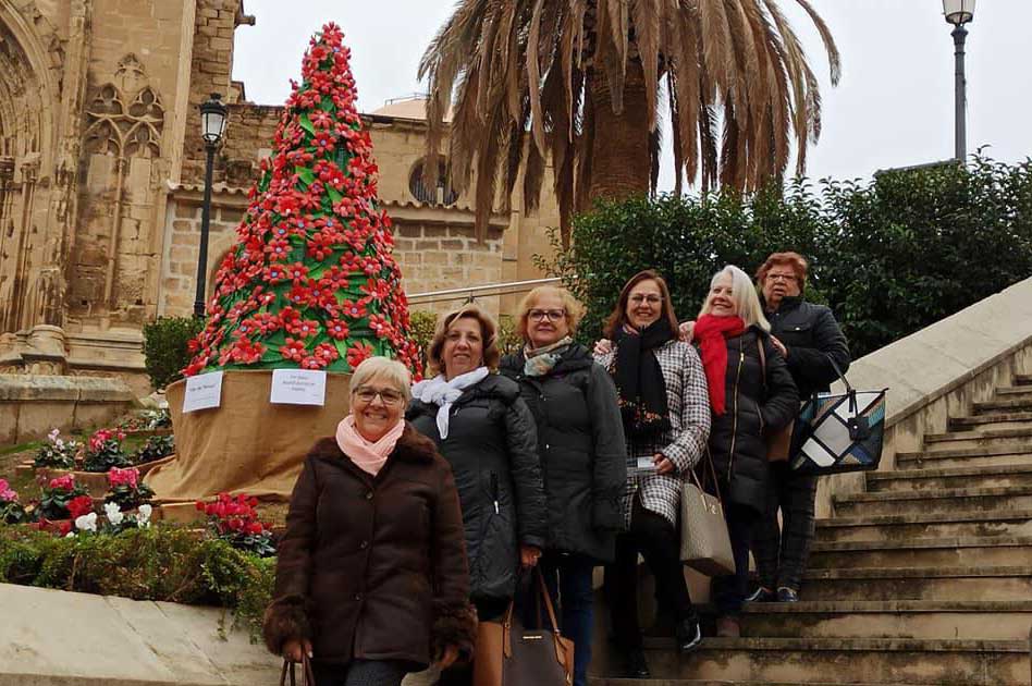 La asociación de la Mujer Caspolina ha creado árboles de Navidad reciclados con los que ha adornado Caspe / Asociación y Fiesta