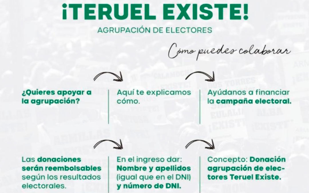 Campaña de donaciones iniciada por Teruel Existe para presentarse a las elecciones generales del 10 de noviembre.