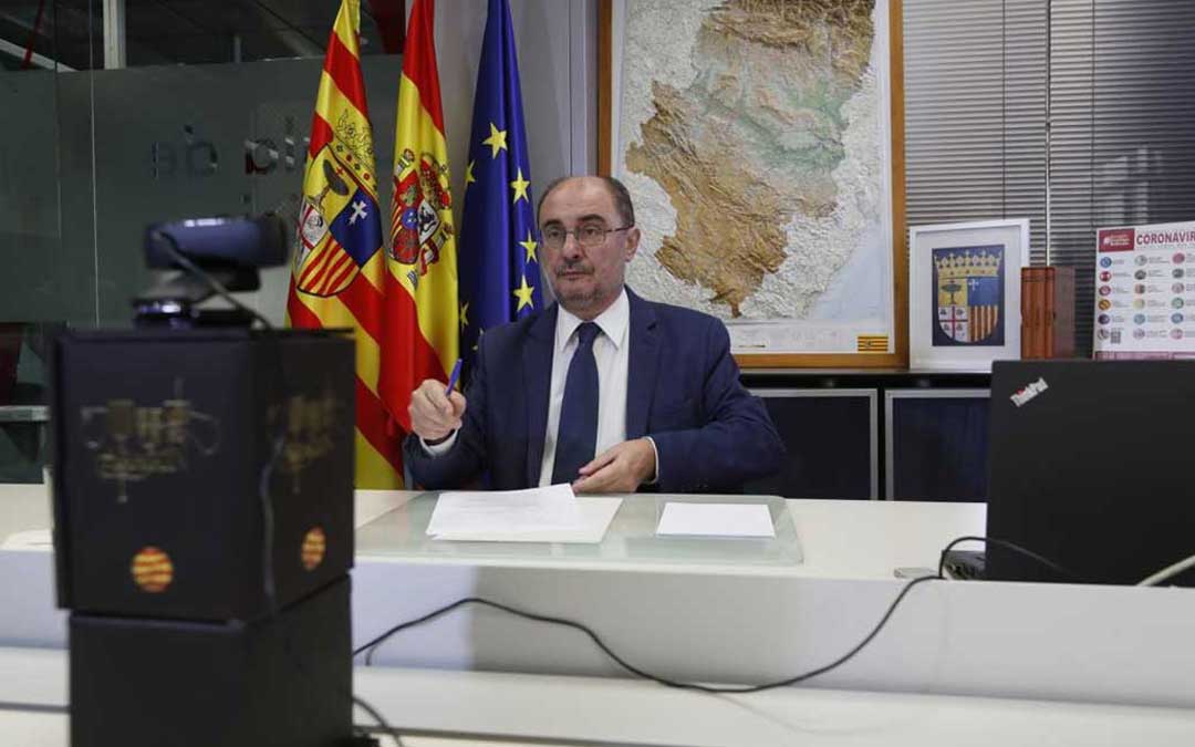 Lambán en la conferencia con Sánchez y los presidentes autonómicos / DGA
