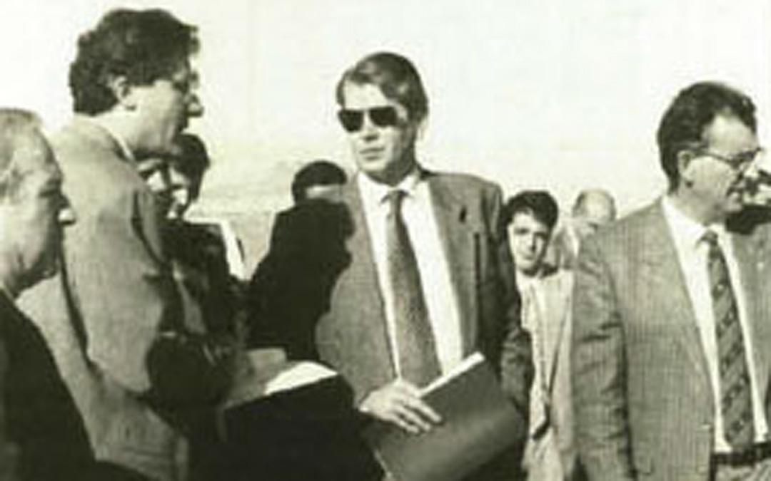 Visita a las obras del Canal Calanda-Alcañiz en noviembre de 1995. / Archivo La COMARCA