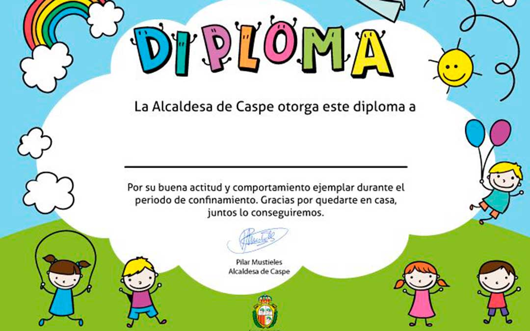 Diploma descargable para todos los niños de Caspe.