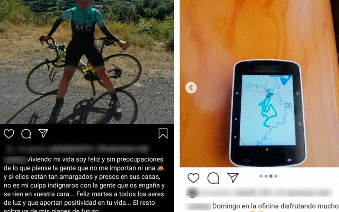 Publicaciones en instagram del denunciado donde se jactaba de salir a hacer deporte a pesar del estado de alarma. Imagen de Guardia Civil.