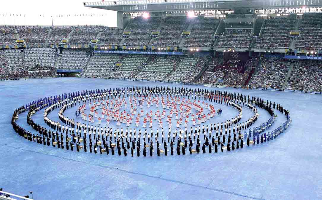 Los tambores y bombos de la Ruta en l jornada inaugural de los Juegos Olímpicos de Barcelona '92. /archivo Ruta