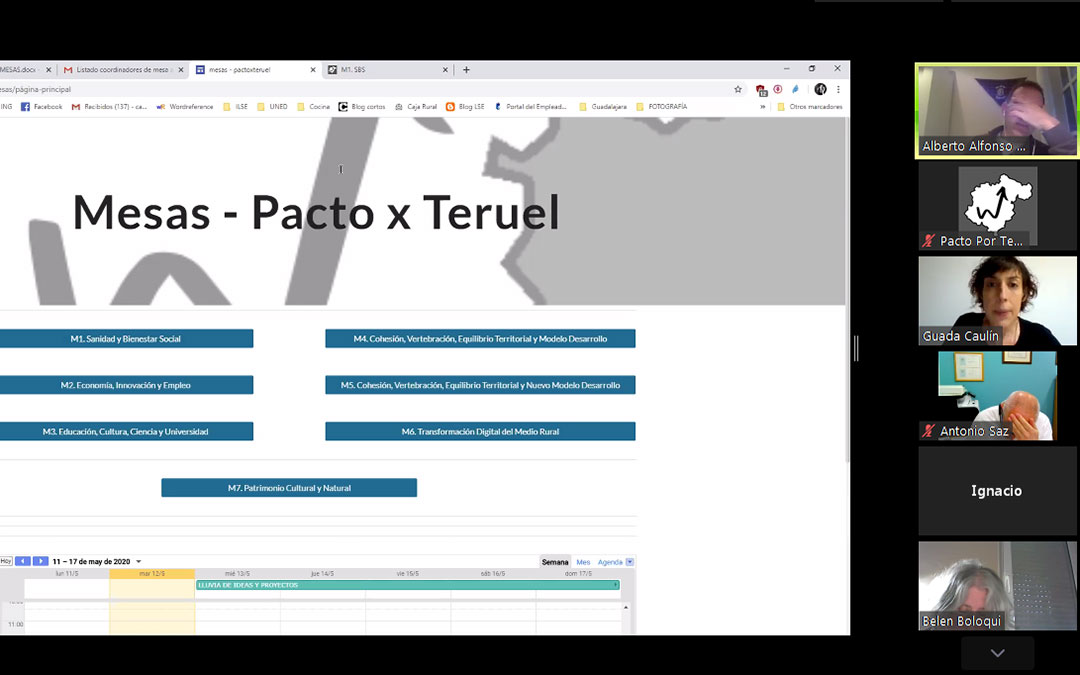 Imagen de una de las reuniones telemáticas mantenida en los últimos días desde Pacto por la Provincia de Teruel./ Pacto por la Provincia de Teruel
