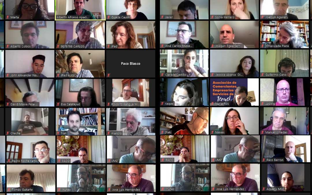 Participantes de una de las reuniones telemáticas del Pacto por la Reconstrucción Provincia de Teruel