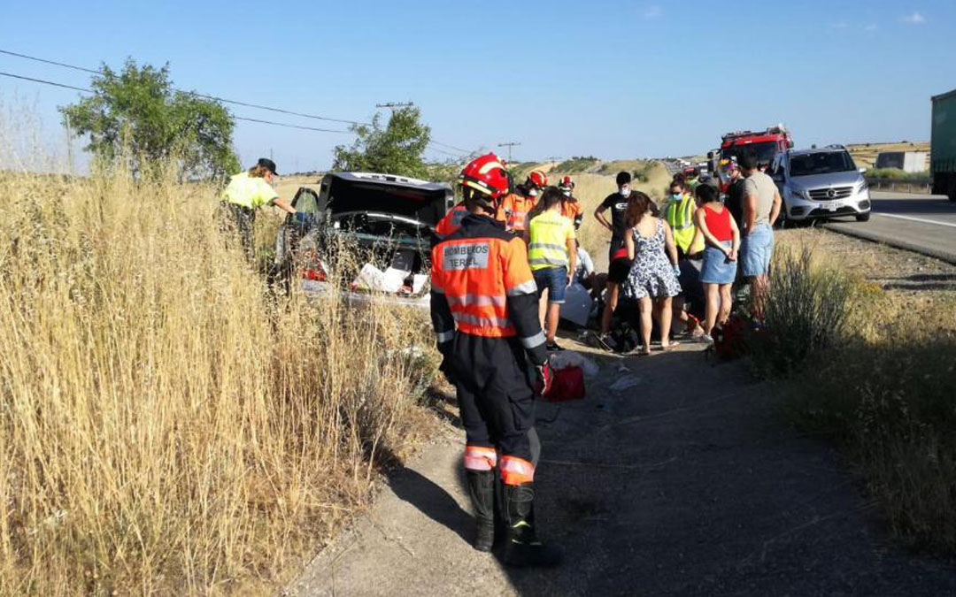 Accidente en La Puebla de Valverde al que acudieron los Bomberos de Teruel