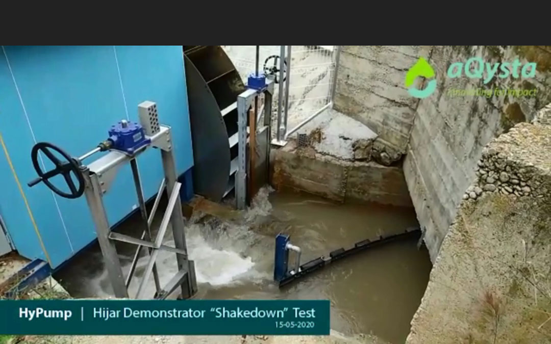 Bomba hidropropulsada en el regadío de Híjar.