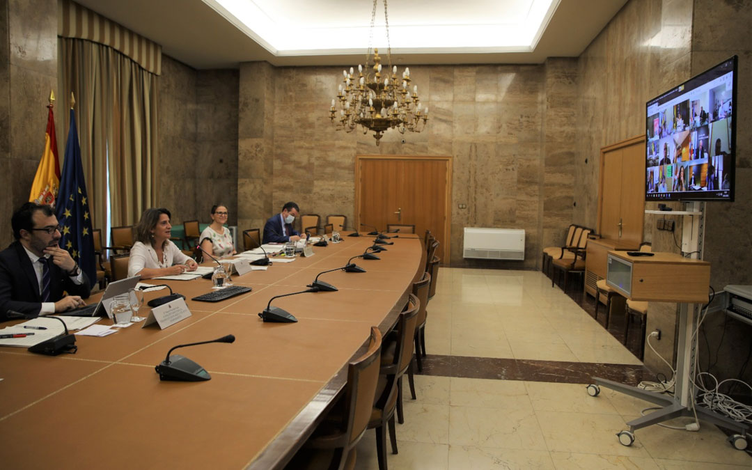 Conferencia Sectorial por vía telemática con las consejerías autonómicas que presidió Teresa Ribera. / MITECO