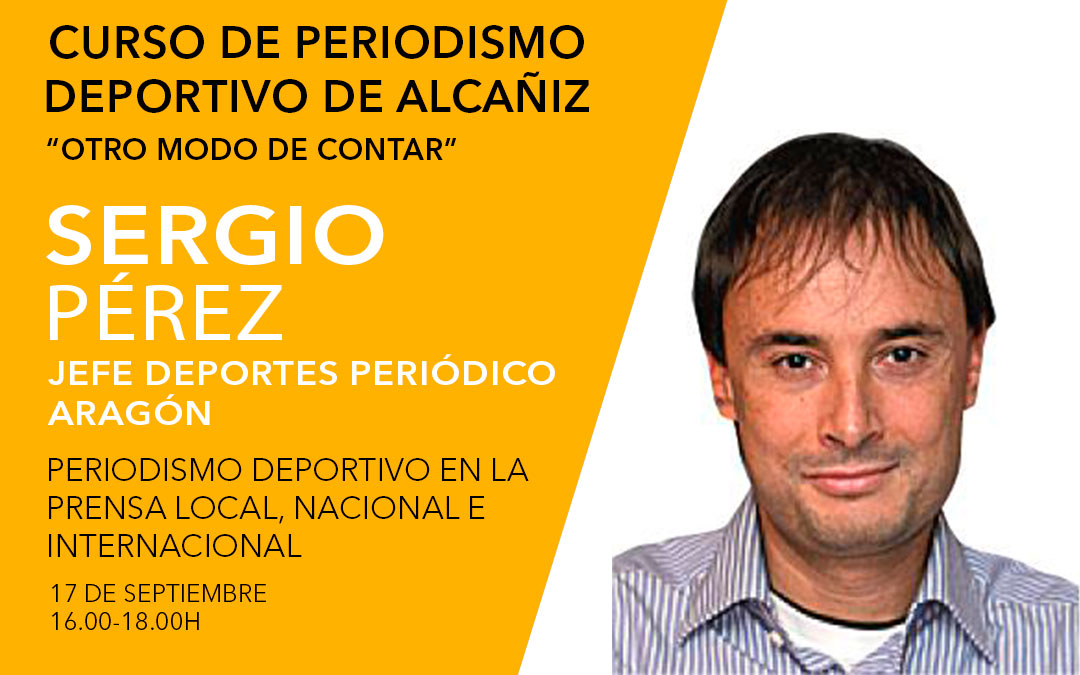 El jefe de deportes de El Periódico de Aragón, Sergio Pérez. Curso de periodismo deportivo de Alcañiz./ L.C.