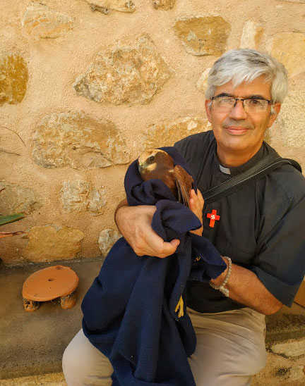 El fray Fernando Ruiz cubrió al animal con una manta que tenía en el coche./ Fernando Ruiz