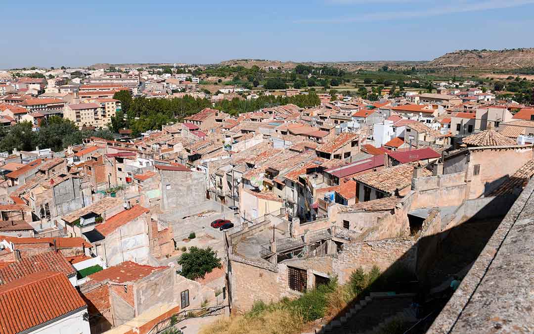 Imagen aérea del casco antiguo de Alcañiz.