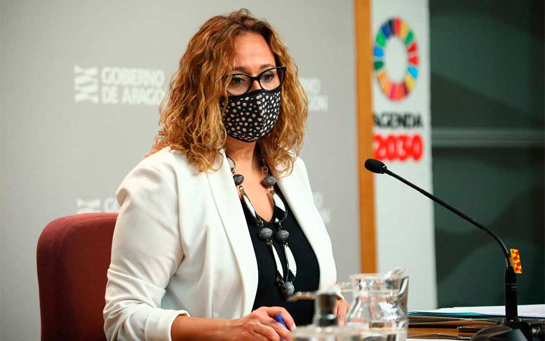 La consejera de presidencia, Mayte Pérez, en rueda de prensa. / DGA