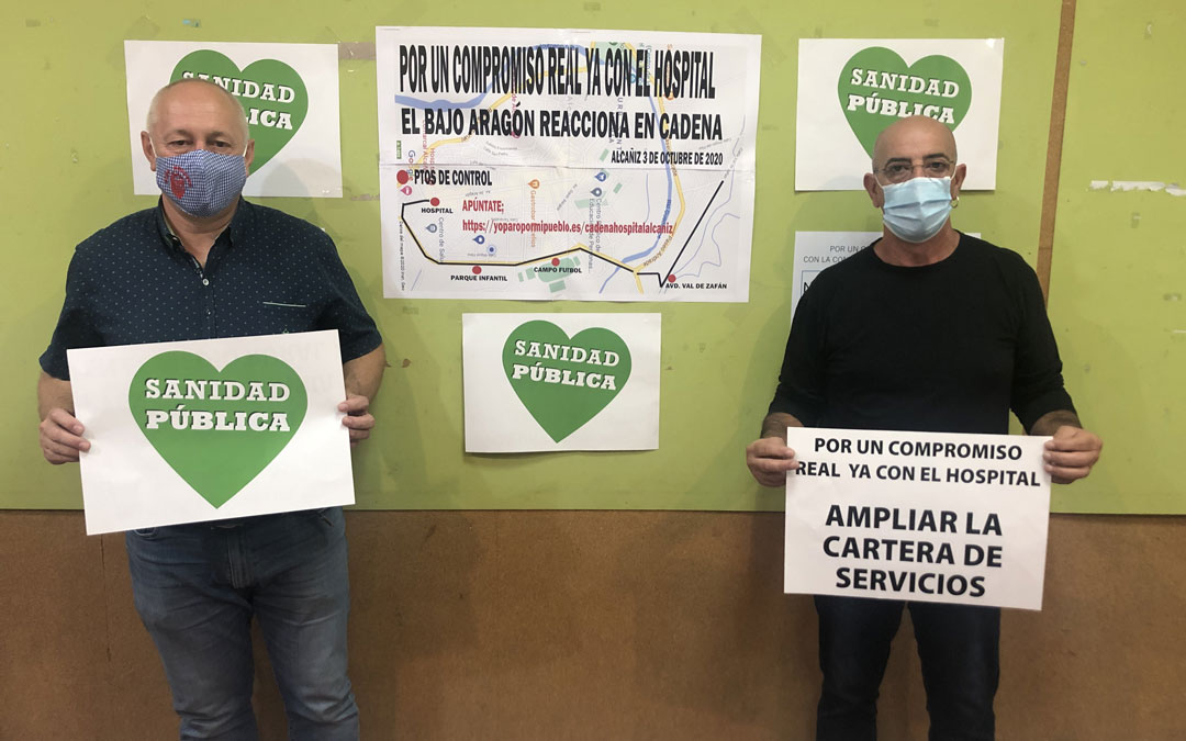 Antonio Saz, de la plataforma de la España Vaciada; y Javier Jaén, miembro de la Plataforma en Defensa de los Servicios Públicos y los Derechos Sociales, este jueves en rueda de prensa / L. Castel