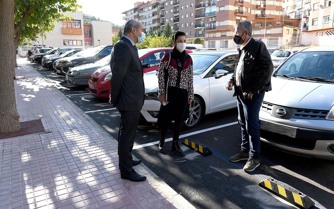 Baigorri, Milián y Lahoz este viernes en el parking de Andrés Vives