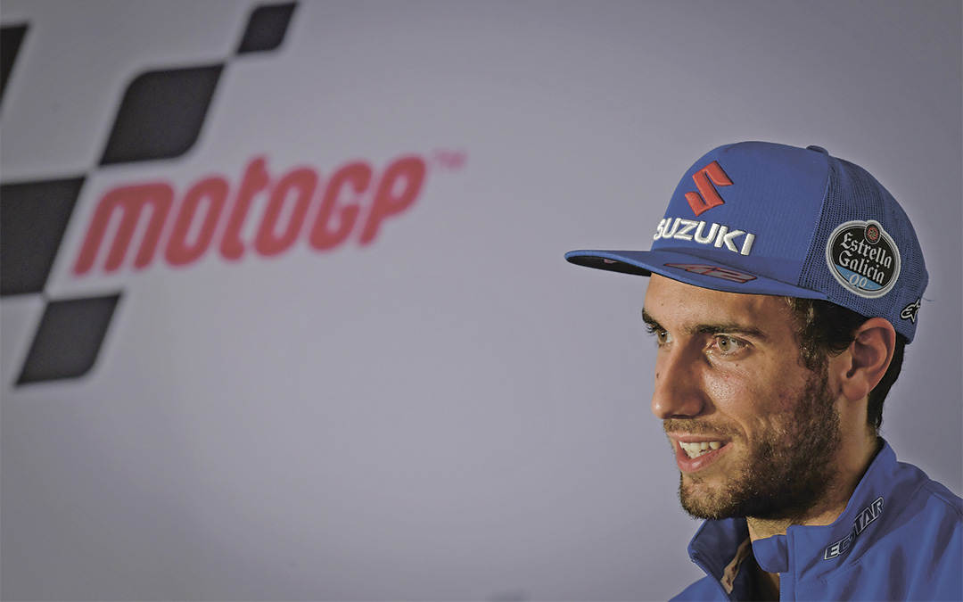 El piloto Álex Rins en la rueda de prensa previa al Gran Premio de Teruel./ MotoGP