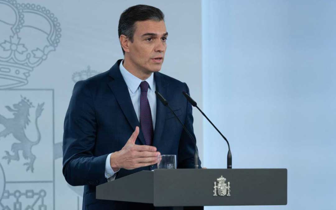 Imagen de archivo de una comparecencia de Pedro Sánchez./ L.C.