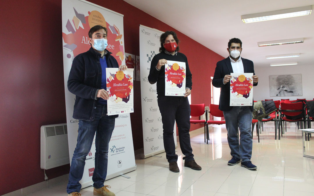Ignacio Escuín, Jorge Abril y Diego Piñeiro, en la presentación de Alcañiz Lee. / B. Severino