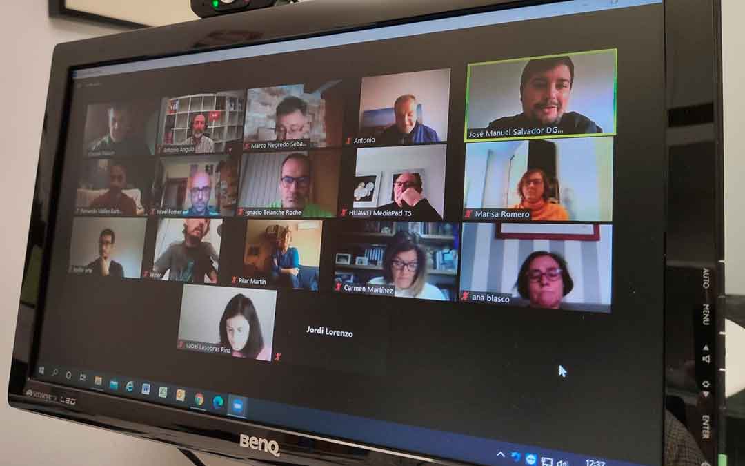 Representantes de CHA en Teruel reunidos de manera telemática./ CHA Teruel