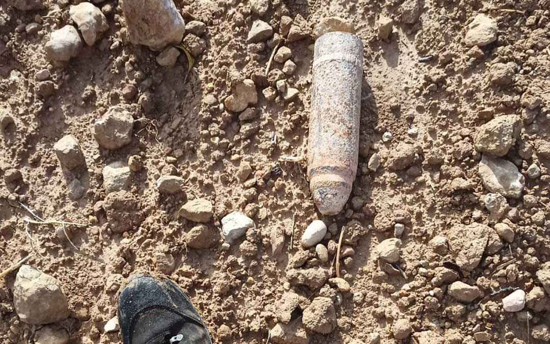 El proyectil fue localizado en un campo de cereal próximo a la ermita de Monserrate