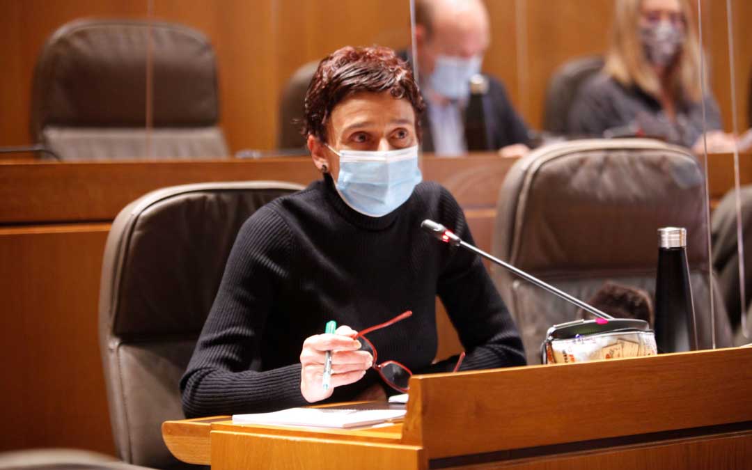 La diputada del PP de Teruel Ana Marín, este viernes, en la comisión de Sanidad de las Cortes de Aragón