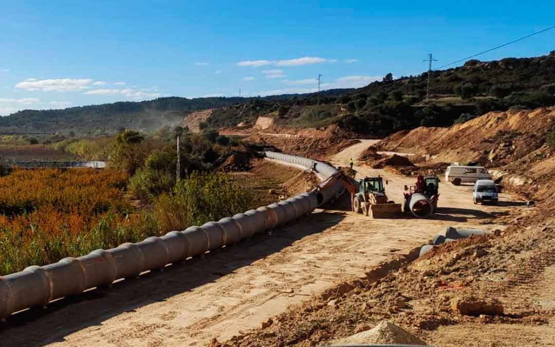 La A-1412 en plena ejecución de obras de mejora. Imagen: DGA