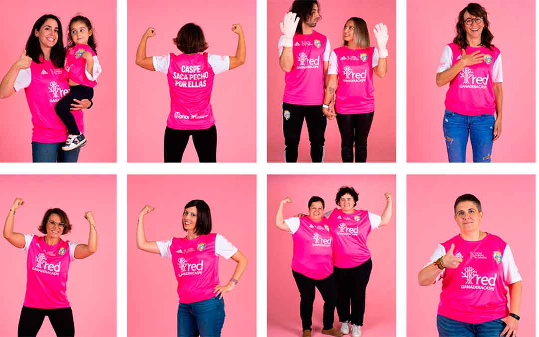 Cartel de la campaña 'Saca pecho por ellas' del CD Caspe.