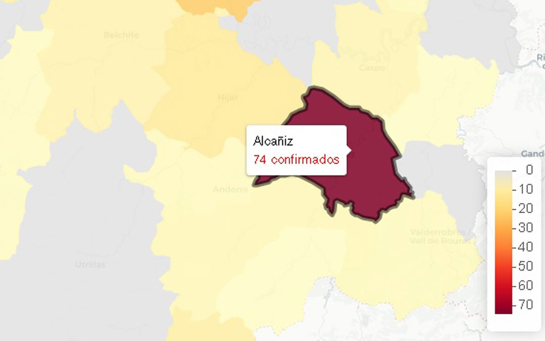 Imagen de la incidencia del covid por zonas básicas de salud según los datos provisionales del Portal de Transparencia de Aragón / Data Covid