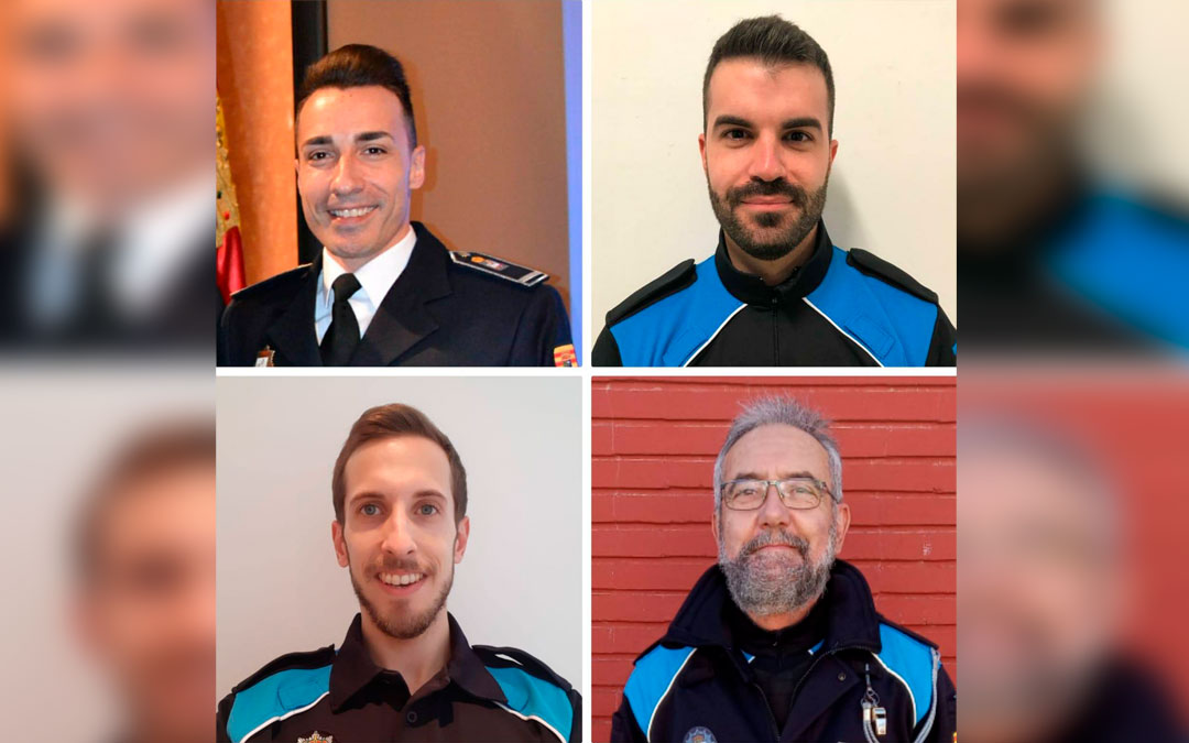 Los cuatro policías que han recibido los reconocimientos de Unigepol. / LA COMARCA