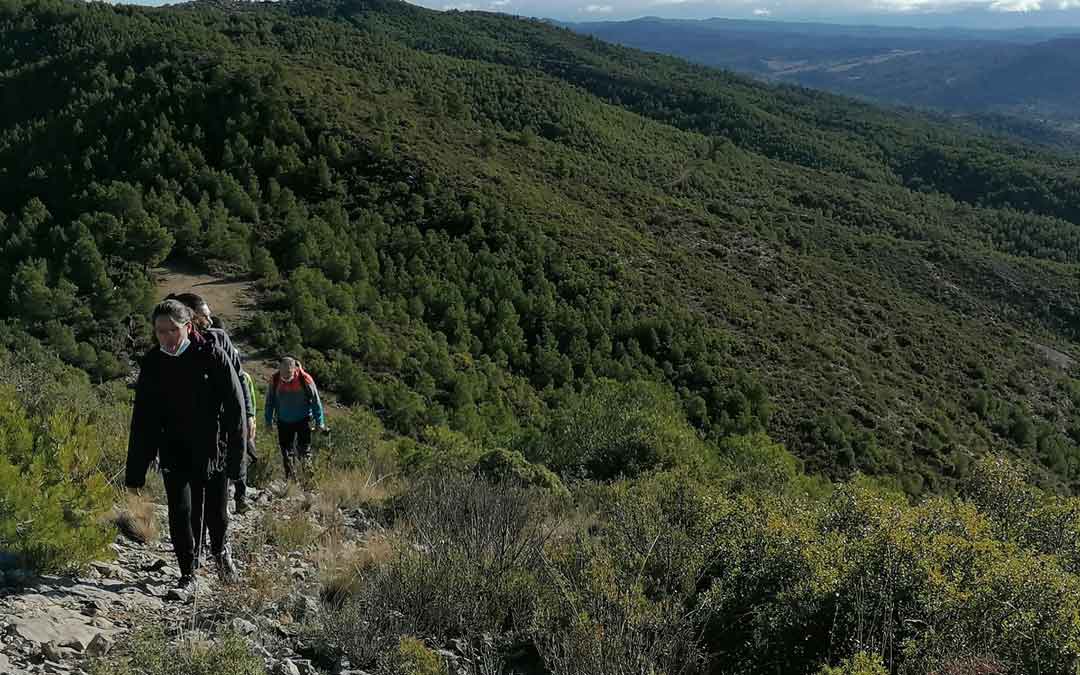Participantes en la salida senderista por La Tarayola en La Ginebrosa. Foto: Comarca Bajo Aragón