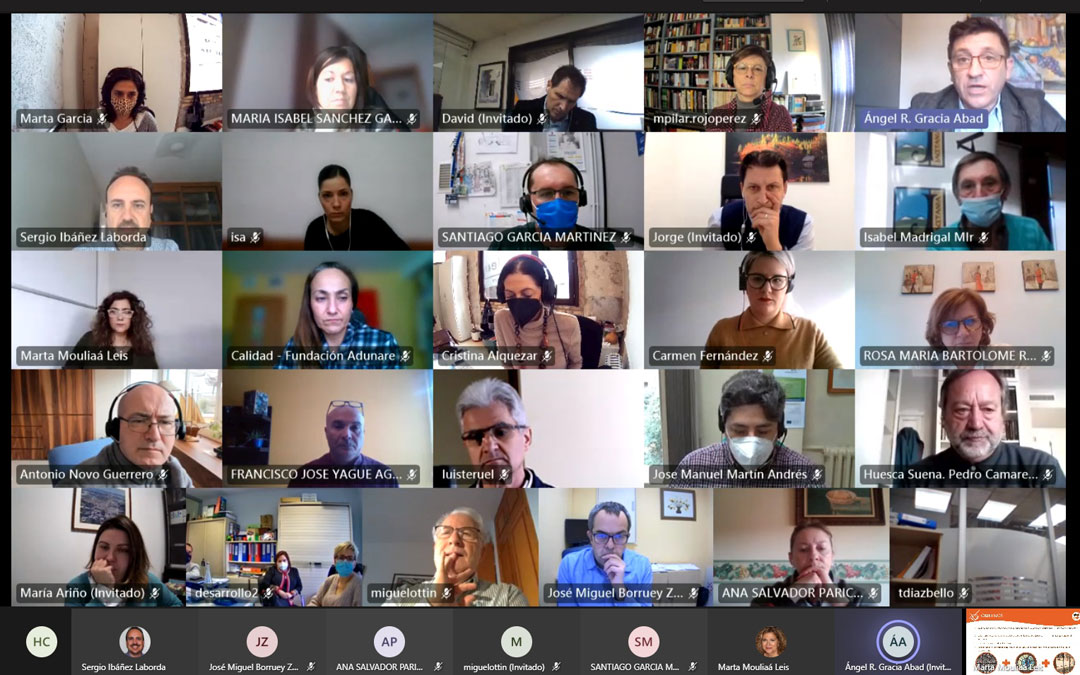 Reunión de #SumandoEmpleoAragón en la que participa la DPT a través de María Ariño. / DPT