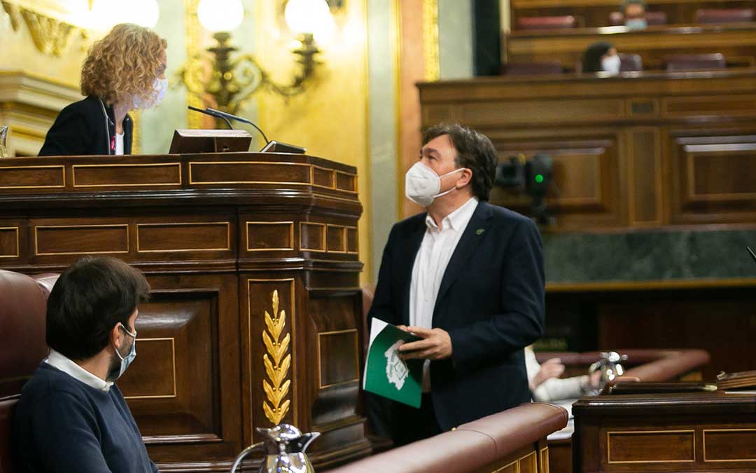 El diputado de Teruel Existe en el estrado de oradores del Congreso. Foto: Teruel Existe